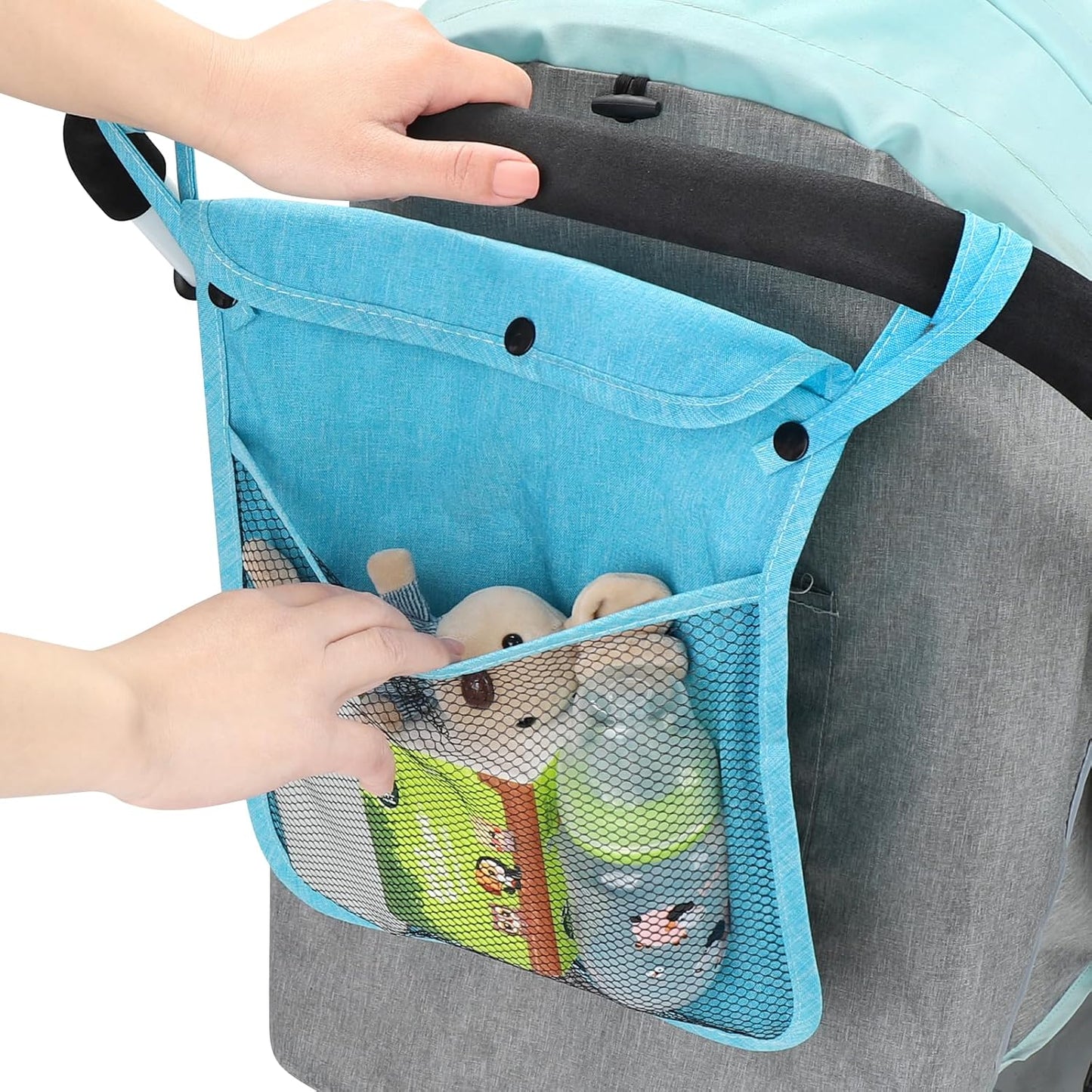 Accmor Universal Stroller Organizer, Mesh Bag Fits for Uppababy, Nuna, Britax, Doona Strollers, Non-Slip Adjustable Stroller Mesh Cargo Net Storage Caddy Accessories