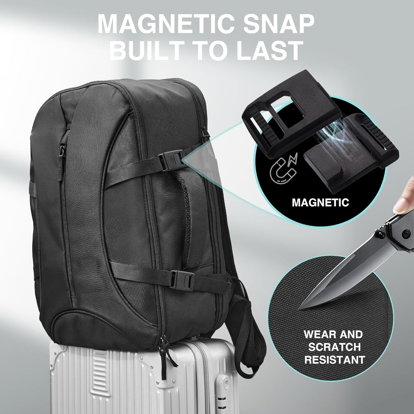 TSA-Friendly Travel Backpack with Laptop Compartment, 30L Carry-On Backpack for Men & Women, 180° Lay-Flat Design, Waterproof & Durable 1000D Oxford, Fits 15.6" Laptop