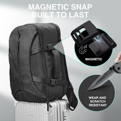 TSA-Friendly Travel Backpack with Laptop Compartment, 30L Carry-On Backpack for Men & Women, 180° Lay-Flat Design, Waterproof & Durable 1000D Oxford, Fits 15.6" Laptop