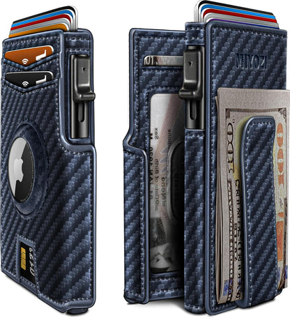 Airtag Wallet for Men,with Money Clip 10 Cards Metal Case Smart Slim Pop Up Credit Card Holder Flip with Magnetic Closure RFID Blocking wallet with Gift Box