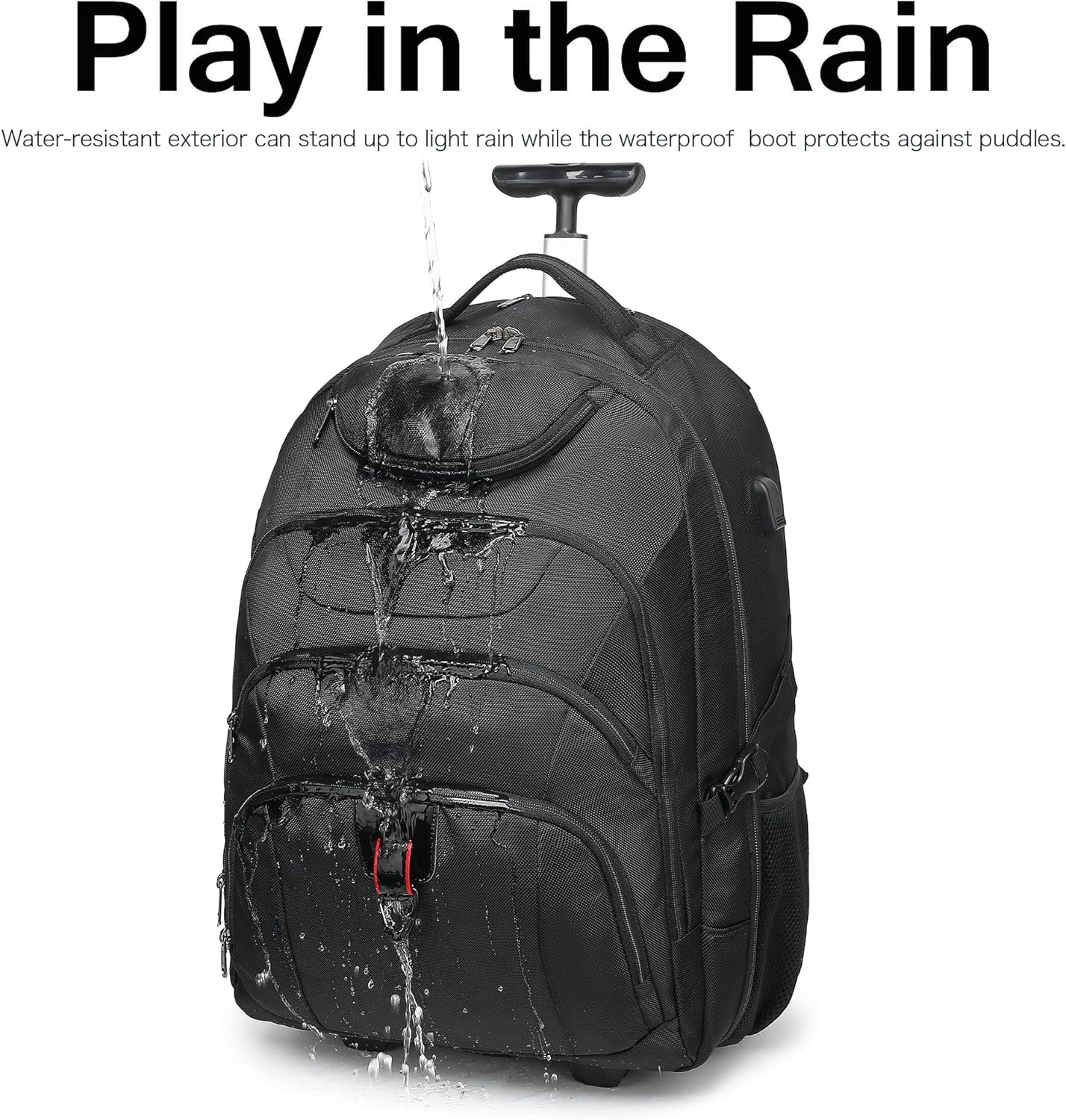 Boavan Wheeled Backpack,18.4 inch Water Resistant Rolling Backpack,Carry on Luggage Business Bag, Overnight College Computer Backpacks Trolley Suitcase for Men Women Adults to Travel，Black