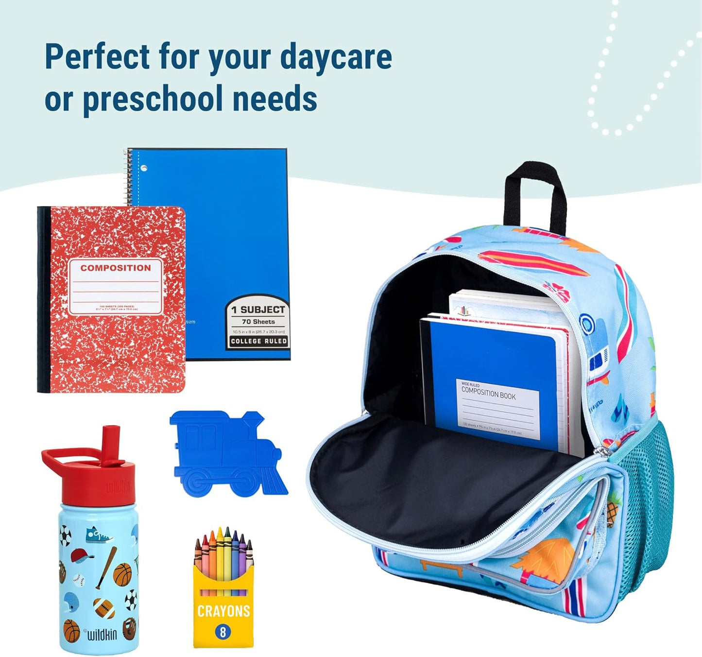 Wildkin 12-inch Kids Backpack – Padded, Adjustable, Ideal for Daycare & Travel - Surf Shack