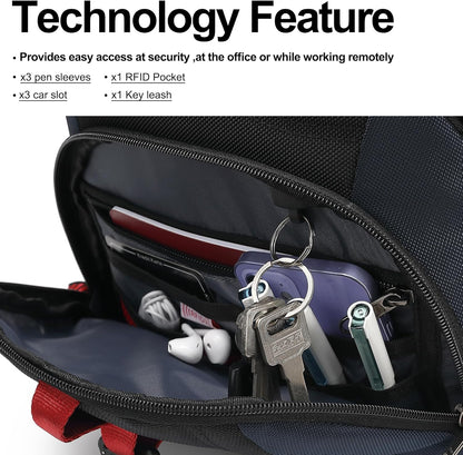 Boavan Laptop Backpack for men, 17.3 inch Laptop Bag with USB Port, Waterproof Travel Work Backpack Purse, Anti-Theft Teacher Nurse Doctor Casual Bookbags Office Business backpack，Black&Classic Navy