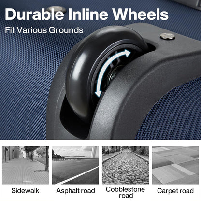 Hanke Large Expandable checked Luggage Suitcases with Wheels Foldable Duffle Bag for Travel suitcase for Women Men Garment Bag（Blue）