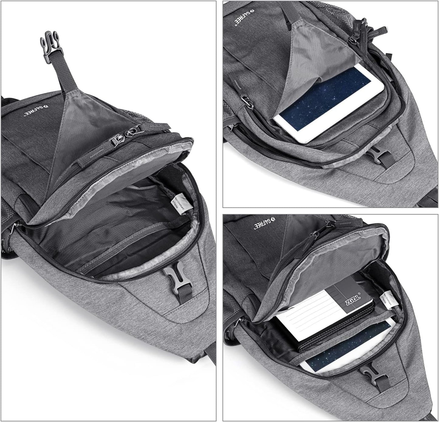 G4Free Sling Bag RFID Blocking Sling Backpack Crossbody Chest Bag Daypack for Hiking Travel(Gray)