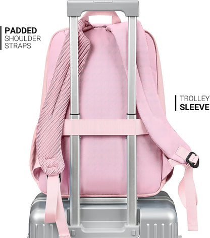 ZORFIN 26L Backpack for College, and Travel: Corduroy Bookbag - Light Pink