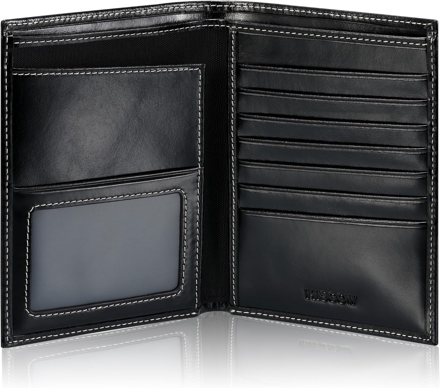 HISCOW Italian Leather Passport Holder for Travel - RFID Blocking Wallet Cover with Secure Organizer for Men & Women, US & Foreign Trips, Antiqued Black
