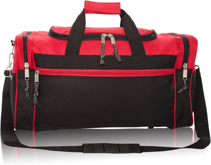 DALIX 21" Blank Sports Duffle Bag Gym Bag Travel Duffel with Adjustable Strap in Red