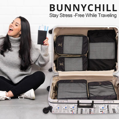 Expandable Compression Packing Cubes for Suitcases,6 Set Lightweight Compressible Travel Packing Organizer for Carry on Suitcase,Organizer Bags Set as Travel Essentials for Women