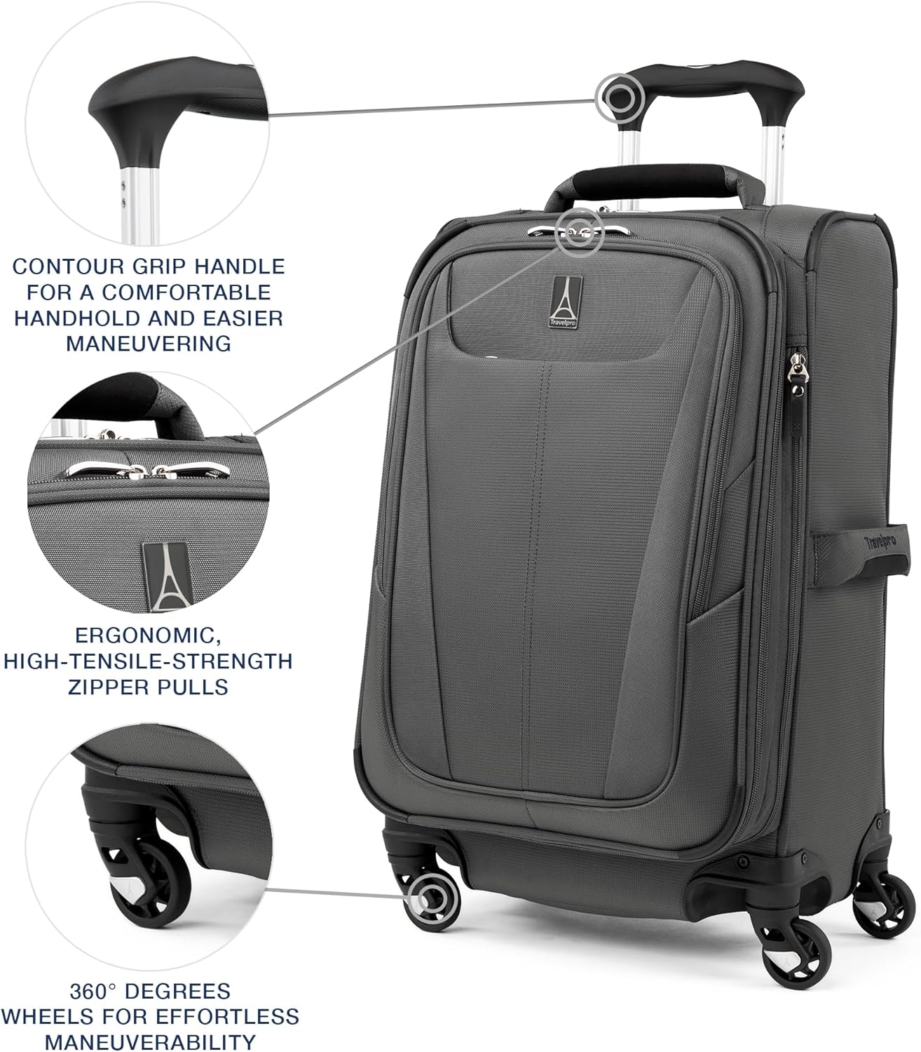 Travelpro Maxlite 5 Softside Expandable Carry-On Luggage with Spinner Wheels, Lightweight, 21-Inch — Shadow Grey