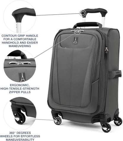 Travelpro Maxlite 5 Softside Expandable Carry-On Luggage with Spinner Wheels, Lightweight, 21-Inch — Shadow Grey