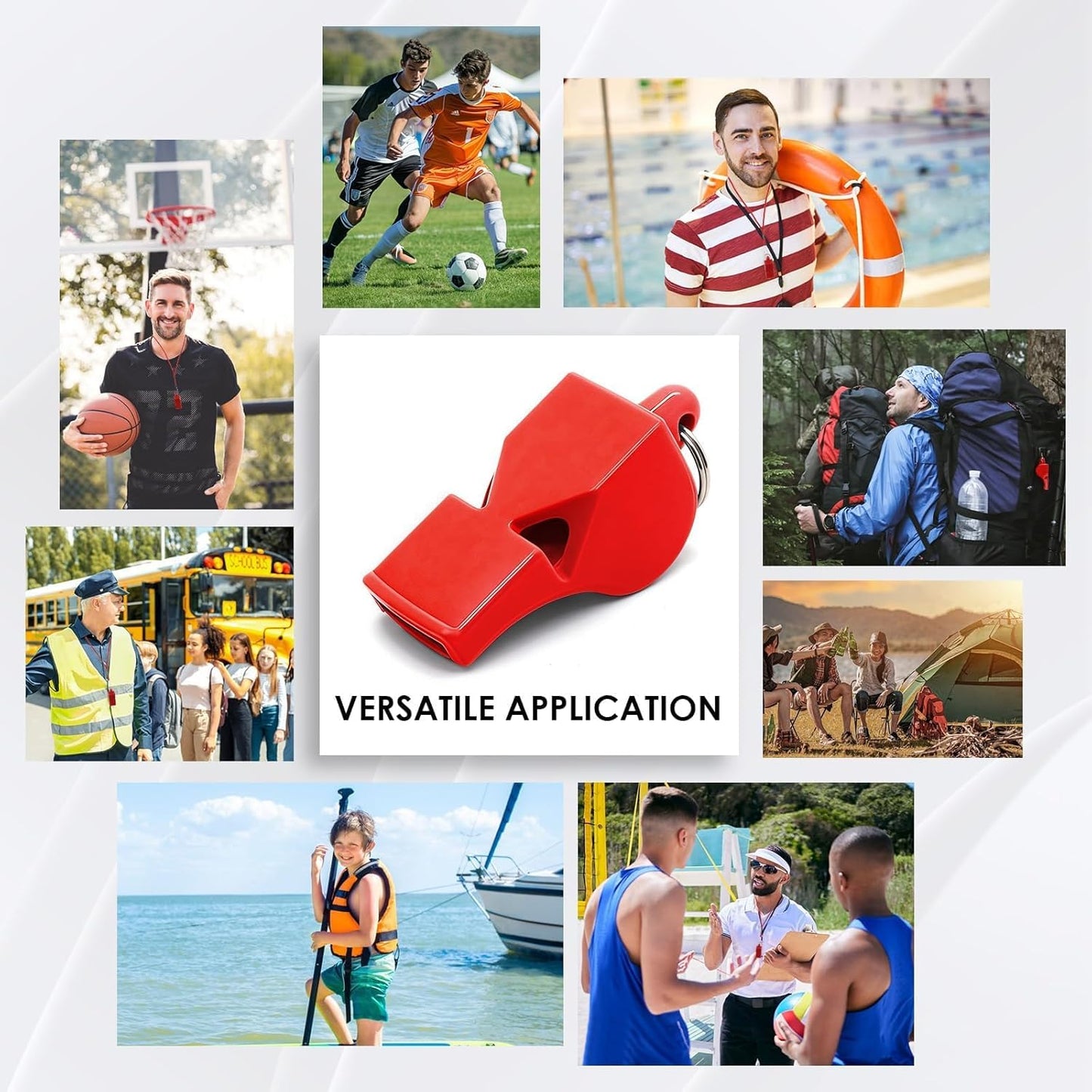 Emergency Whistles with Lanyard Red Safety Whistle for Lifeguard Outdoor Emergency Camping Hiking Boating Loud Signaling Whistles