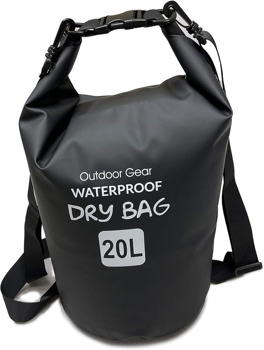 EliteShield Waterproof Dry Bag backpack Roll Top Closure Rafting Boating Black 10L With Free Phone case