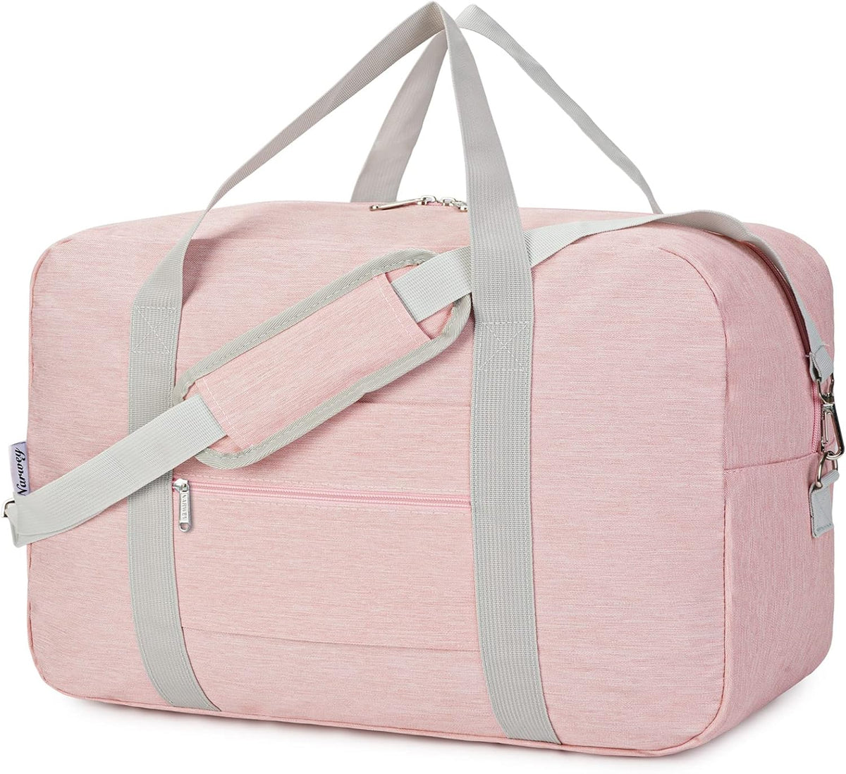 For United Airlines Foldable Carry on Bag 22x14x9 Travel Duffel Bag Packable luggage Duffle for Women and Men 40L (Pink (With Shoulder Strap))