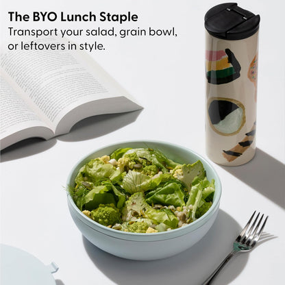 W&P Porter Ceramic Bowl Lunch Container w/ Protective Non-slip Exterior, Slate 1 Liter | Lid & Snap-tight Silicone Strap | Food Storage, Bento Box, Meal Prep | BPA-Free Ceramic