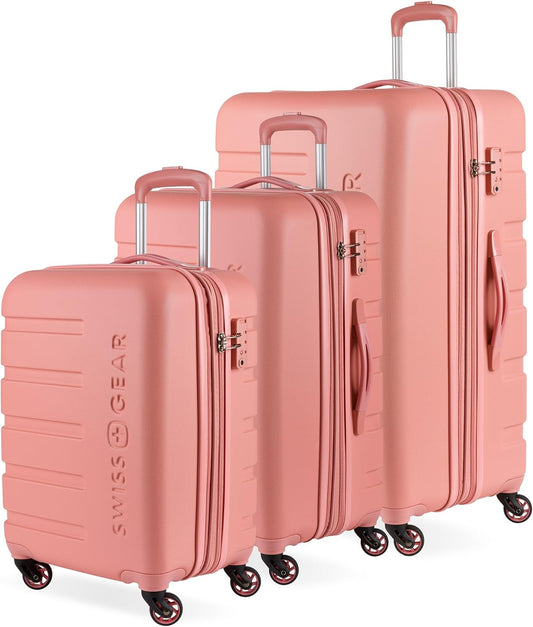SwissGear 7366 Hardside Expandable Luggage with Spinner Wheels, Coral Almond, 3-Piece Set (19/23/27)