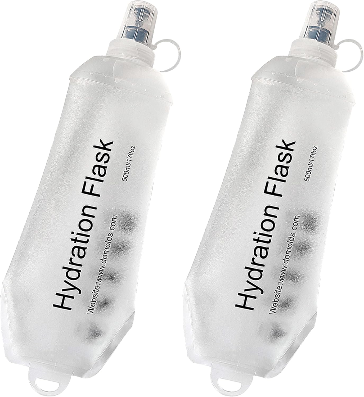 CLINTT 500ml Soft Flask, Foldable Running Water Bottle, TPU Folding Soft Water Flask, BPA-Free Collapsible Flask for Hydration Pack Running Vest, Cycling, Climbing, Hiking - 2Pcs, White