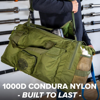 Serious Steel Fitness Heavy Duty 1000D Nylon Duffel Gym Bag (Green - Big Bud)