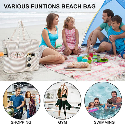 Beach Pool Bags Tote for Women Ladies Large Gym Tote Carry On Bag With Wet Compartment for Weekender Travel Waterproof