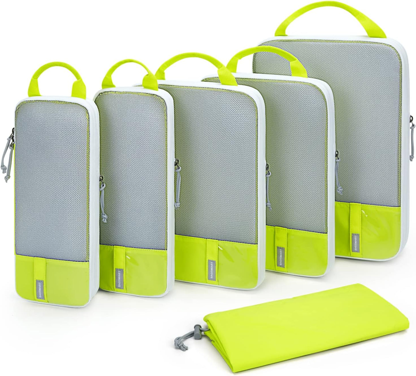 BAGSMART 6 Set Compression Packing Cubes - Lightweight Travel Essentials, Durable Luggage Organizer