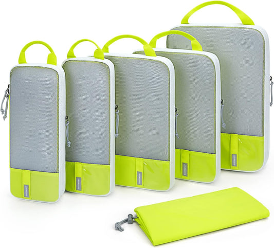 BAGSMART 6 Set Compression Packing Cubes - Lightweight Travel Essentials, Durable Luggage Organizer