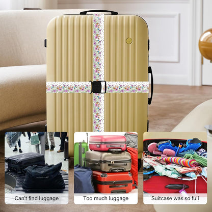 Luggage Straps for Suitcases, Travel Adjustable Belt with Quick Release Buckle, Heavy Duty Nylon Bag Packing Strap, Unique Bright Identifiers Business Travel Accessories (2 Pack) - Colorful Daisy