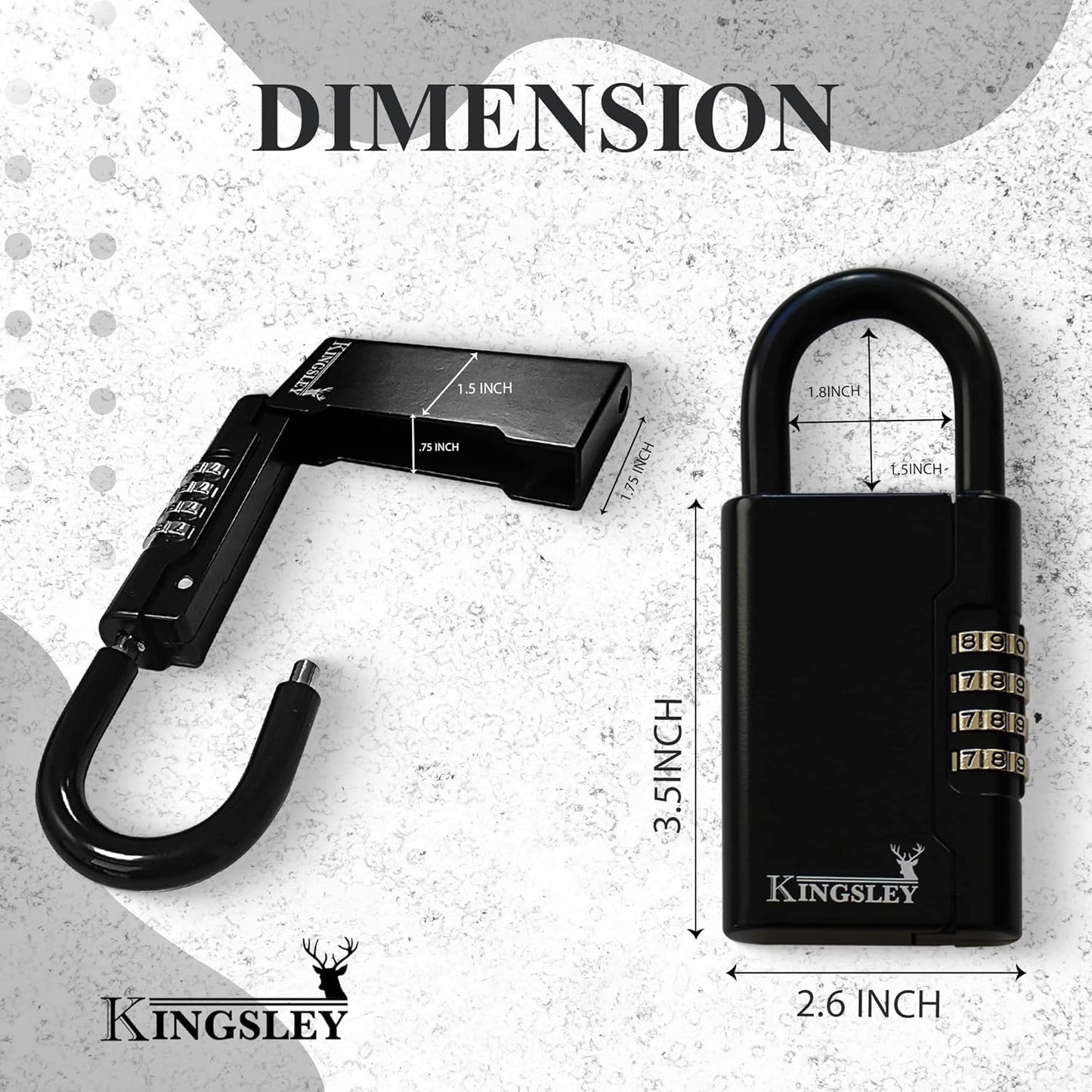 Kingsley Guard-a-Key Black Realtor's Lockbox Portable Resettable Hanging Key Safe Combination Lock Box for House Keys, Realtors, Vacation Rentals, Black