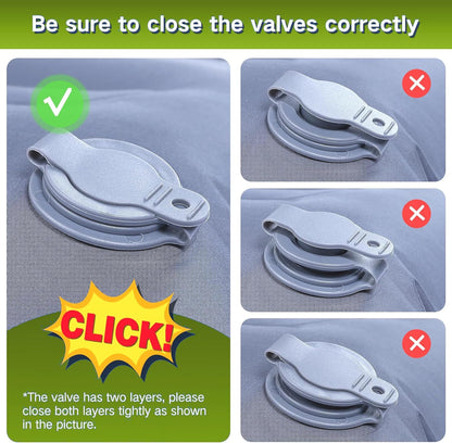 Double Sleeping Pad Camping, Self Inflating 6'' Extra-Thick 2 Person Pillow Built-in Foot Pump Waterproof Inflatable Sleeping Mat Backpacking, Tent, Hiking, Portable Camping Pad (Yellow Grey)