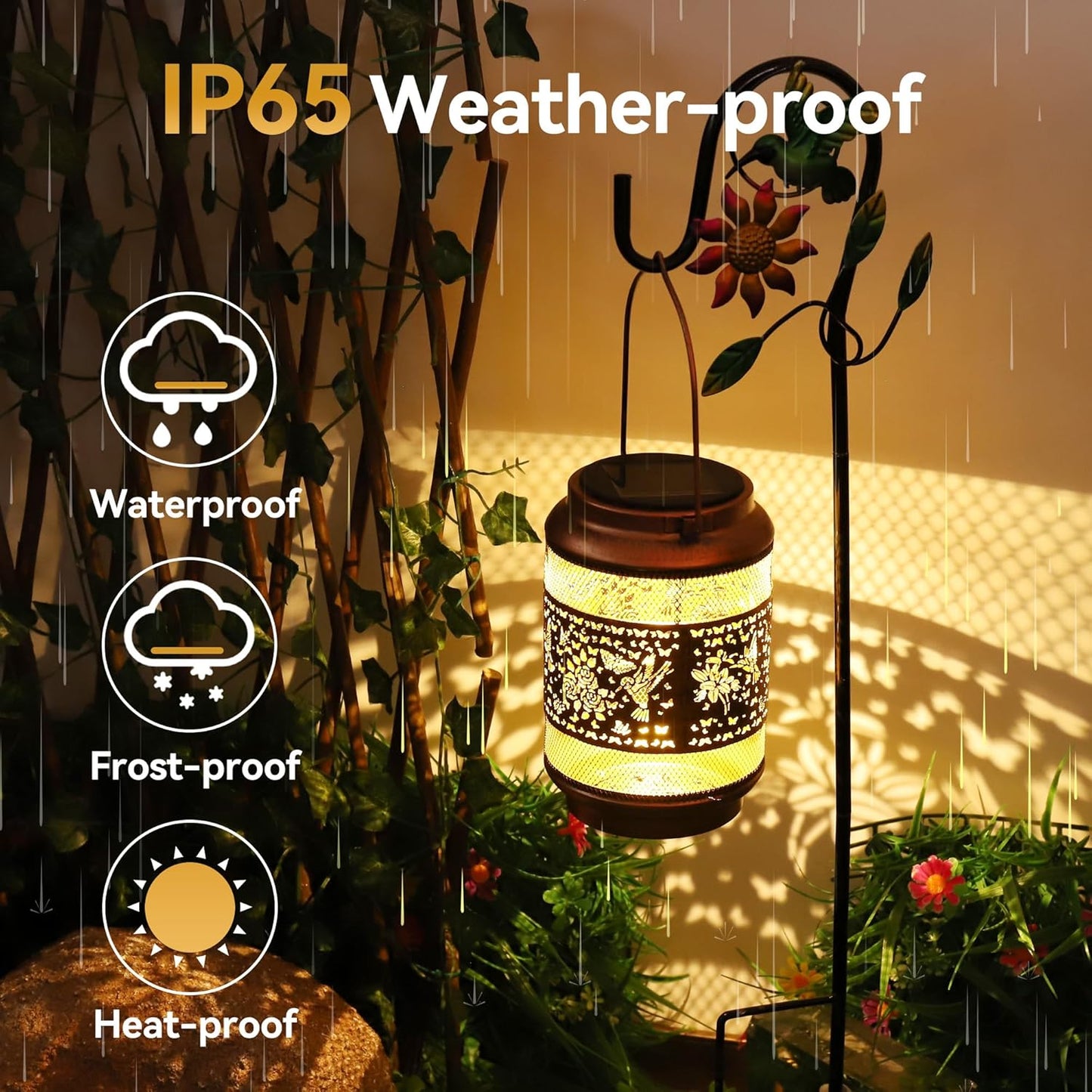 Hummingbird Solar Lanterns Outdoor Waterproof with Shepherd Hook, Hummingbird Metal Lights for Women Mom Grandma, Garden Decor Solar Hanging Lantern Gift for Yard, Patio, Lawn, Pathway, Garden Decor