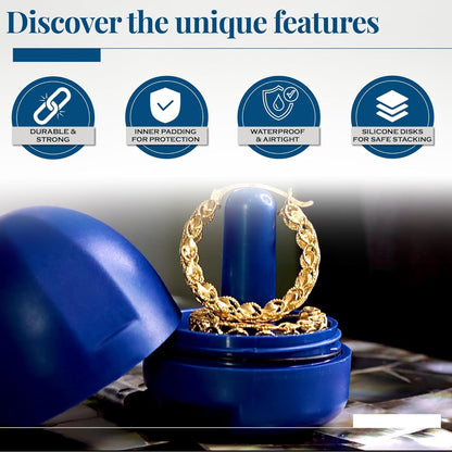 RING THING - Ring Holder Keychain, Jewelry Organizer and Storage, Portable Waterproof Ring Holder, Pill Box Keychain Container, Gym Accessory, and Travel Ring Case (Royal Blue)