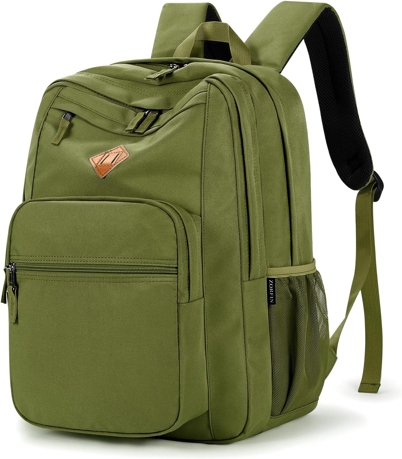 ZORFIN 26L Backpack for College, and Travel: Water Resistant Bookbag - Army Green