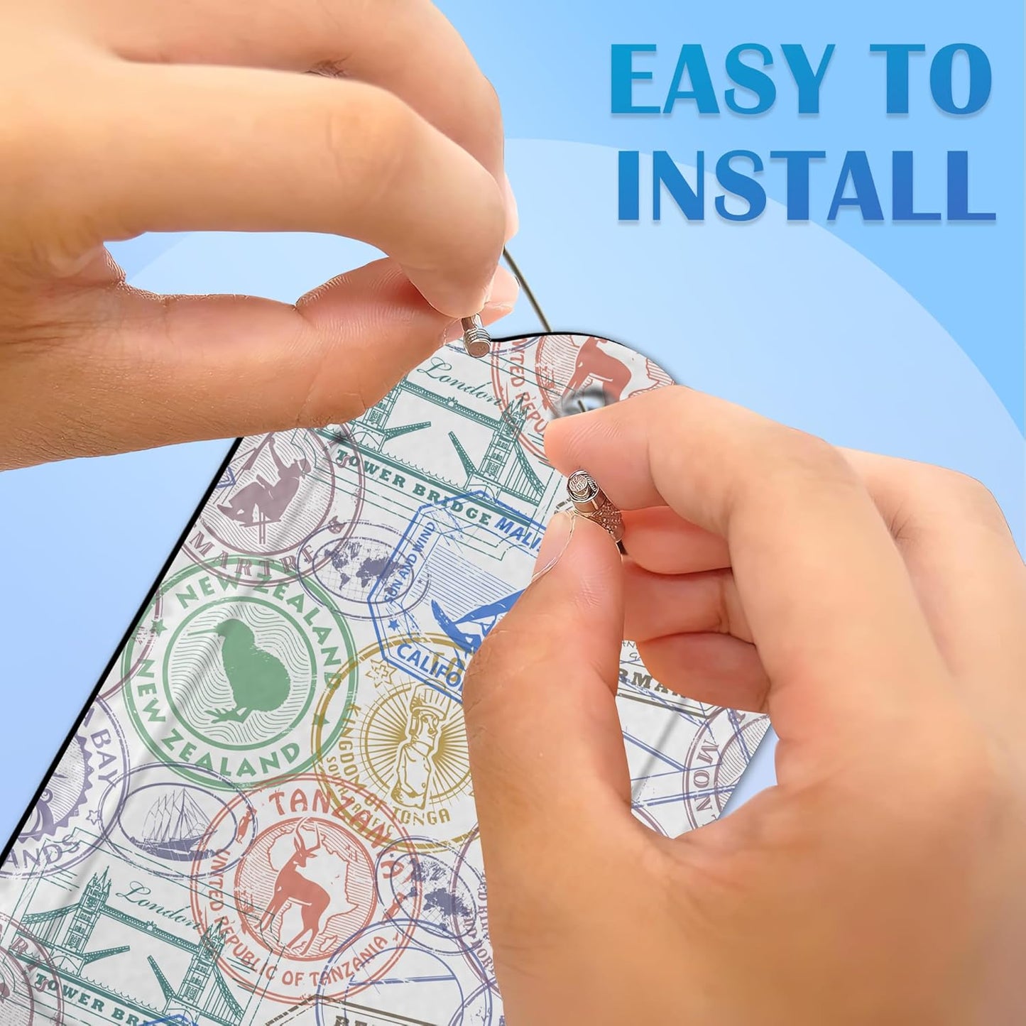 Travel Stamp,Travel Retro Labels Luggage Tags for Suitcases, 2 Pack Cute PU Leather Suitcase Tag Identifiers with Address Card for Baggage Tag