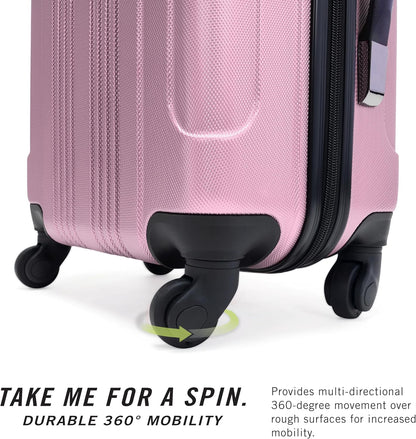 Kenneth Cole REACTION Out of Bounds Lightweight Hardshell 4-Wheel Spinner Luggage, Blush, 28-Inch Checked