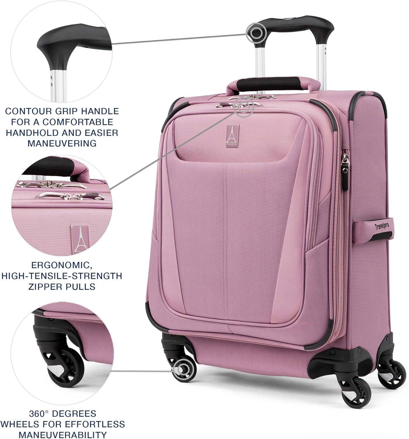 Travelpro Maxlite 5 Softside Expandable Carry-On Luggage with Spinner Wheels, Lightweight, 19-Inch — Orchid Pink Purple