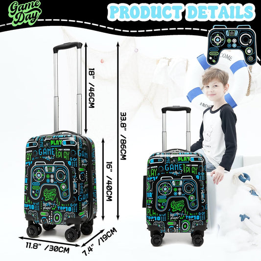 Kids Suitcase Set for Boys Hardside Luggage with Spinner Wheels 2 Piece 16inch Toddler Suitcase for Boys Travel Carry on Luggage Airline Approved