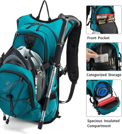 Hydration Backpack Pack with 2L Water Bladder 18L Hiking Backpack Women Men Lightweight Hydropack Insulated Daypack for Biking, Running, Festival