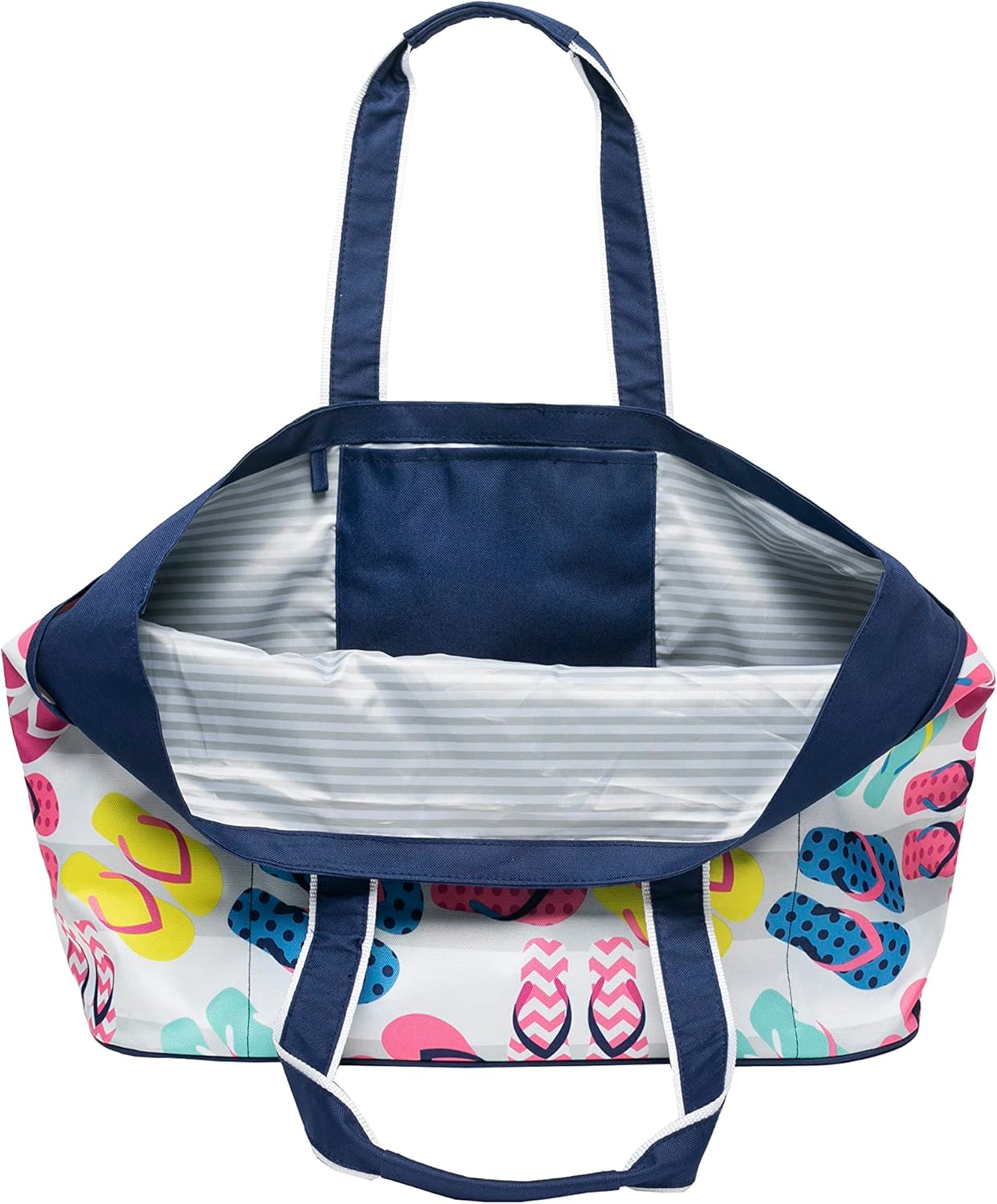 geckobrands Oversized Beach Tote – Large and Stylish Beach Bag with 4 Exterior Pockets and Zippered Internal Compartment