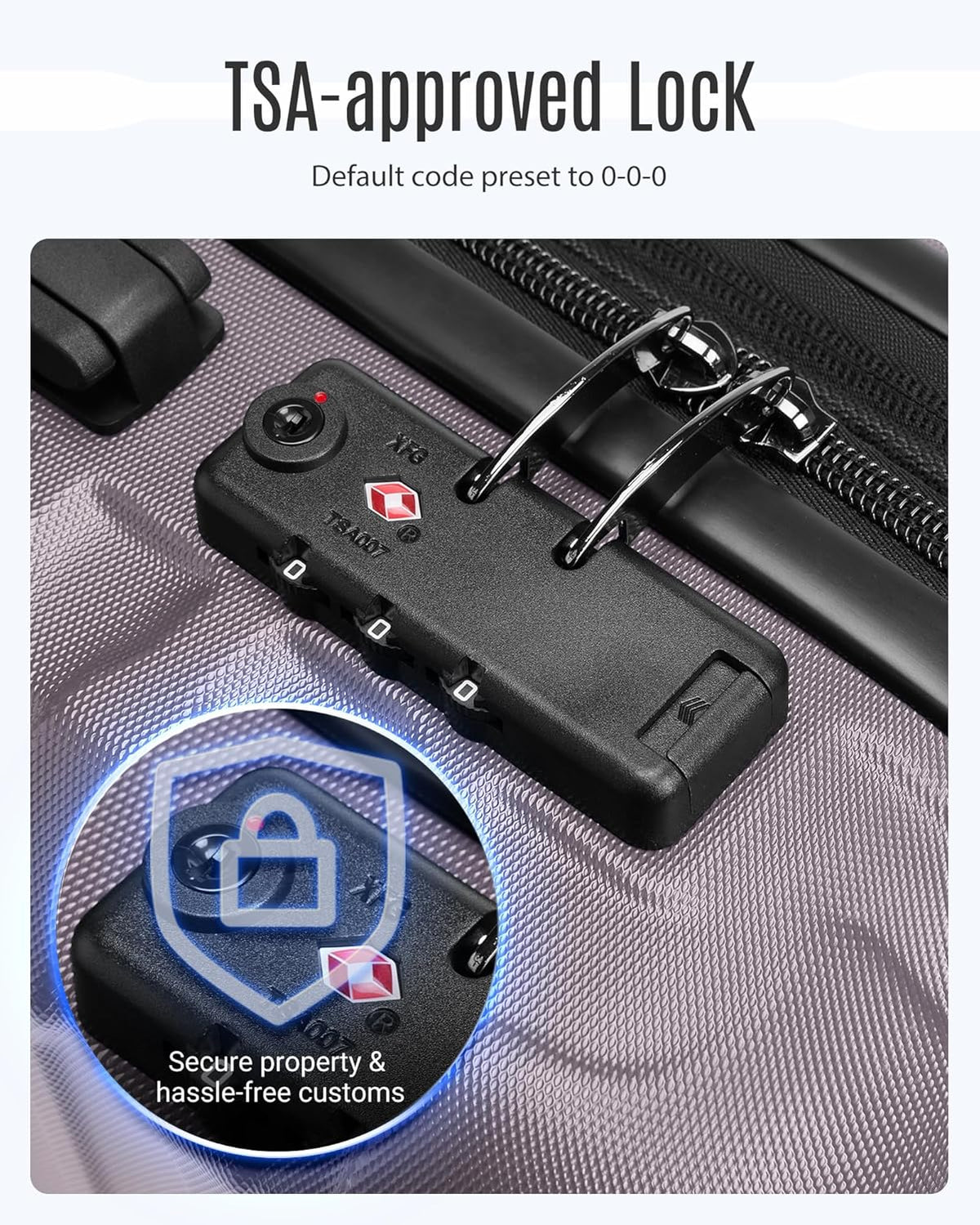 LIGHT FLIGHT Luggage Sets, 3 Piece Durable Suitcase Set with Spinner Wheels, 3 Pcs Hardside Lightweight luggage with TSA Lock, Large Checked Travel Suitcases, 20/24/28 Inch, Rose Purple