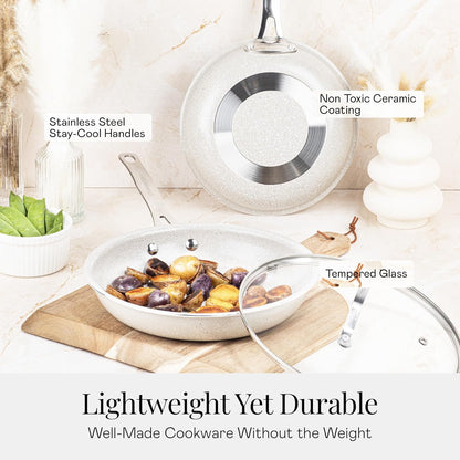 Granitestone 20 Pc Ceramic Cookware Set Nonstick, Complete Pots and Pans Set Non Stick for Kitchen with Bakeware, Cooking Utensils & Steamer, Non Toxic Made Without PFOA PFOS, Oven & Dishwasher Safe