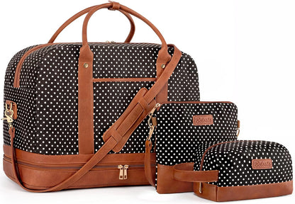 Weekender Bag for Women Canvas Overnight Bag Large Travel Tote Bag Carry on Shoulder Duffle Bag With Shoe Compartment,Perfect for Travel/Daily Use/Birthday Gift …