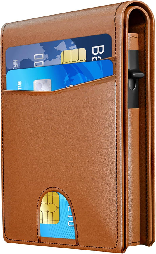 2025 Wallet for Men - RFID Blocking [Functional & Practical] Bifold Slim Minimalist Credit Card Holder Pop Up Wallet Metal Case with Cash Slot, Front Pocket with ID Window, Gift Boxed