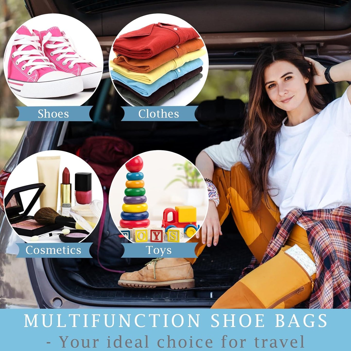 18 Pack Shoe Bags for Travel, 15.7" x 11.8" Clear Travel Shoe Bags for Packing with Colorful Drawstring, Large Waterproof Portable Travel Shoe Storage Bag Travel Essentials Women for and Men