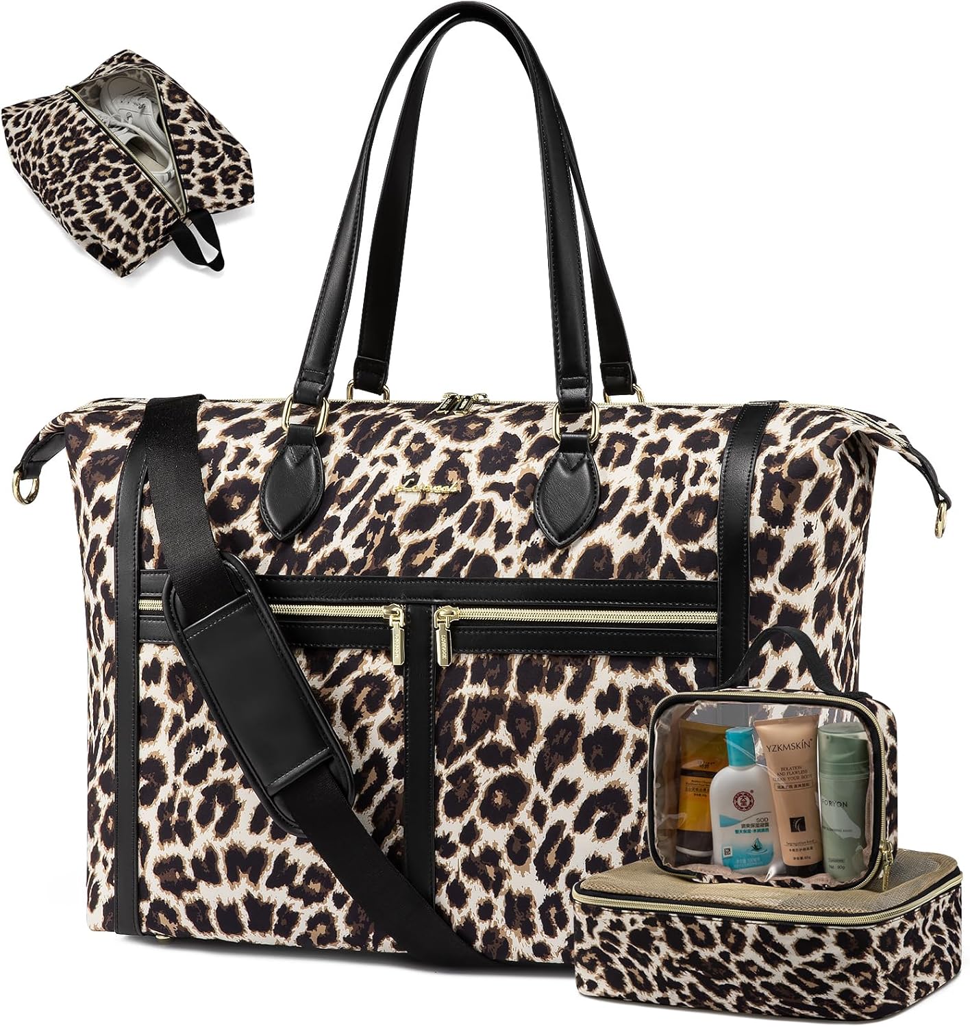 LOVEVOOK Travel Weekender 4-in-1 Duffle With Shoes Compartment, Carry On Overnight Bag, Toiletry Pouch & Wet Pocket, Large Tote for Women Labor Delivery Hospital