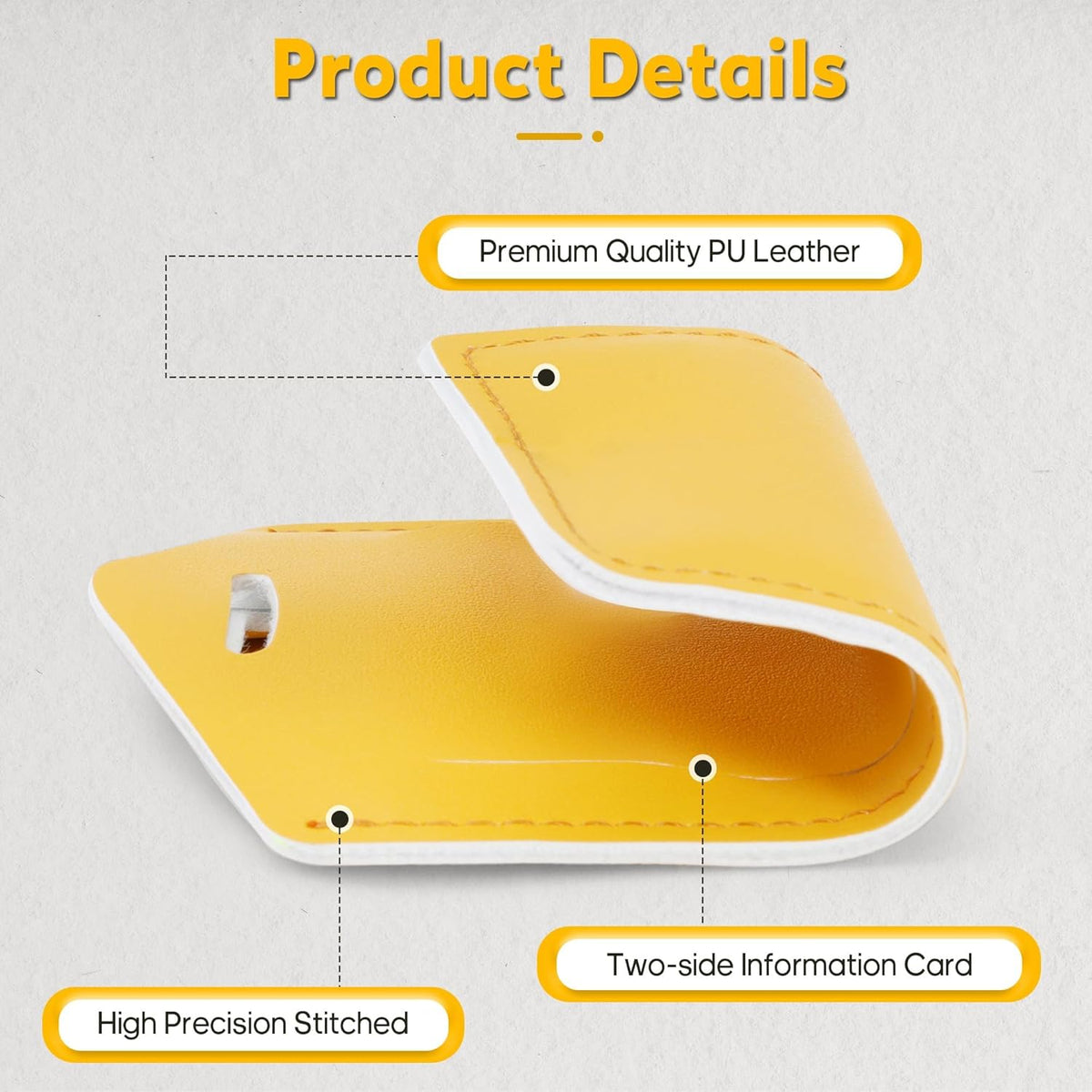 Travelambo Luggage Tags for Suitcases Faux Leather Privacy Protection 30 Pack Bag Tags Travel Accessories Essential, Energetic Yellow