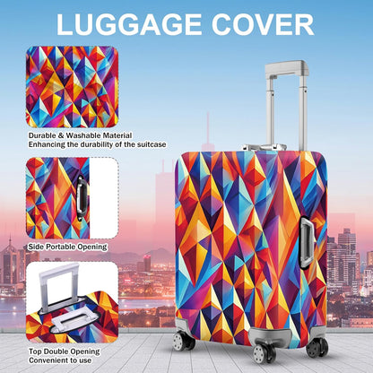 ANNA QUEEN Colorful Geometric Luggage Cover, Abstract Prism Pattern Suitcase Protector, Stretchable, Washable Travel Cover for 20-22 Inch Luggage, Bright, Durable & Eye-Catching