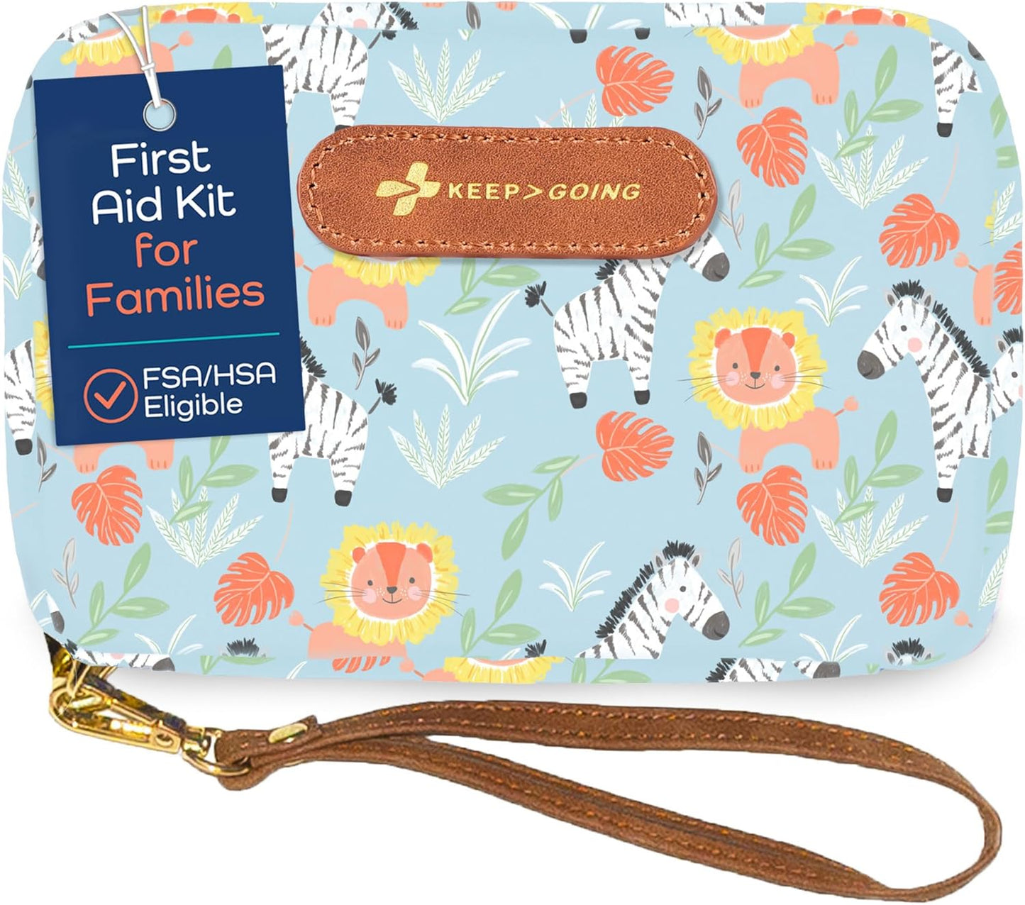 KeepGoing Travel First Aid Kit for Kids – 130 Pc. for Car, Home, Purse, Diaper Bag & Backpack with Latex-Free Bandages - Mini First Aid Kit Travel Size TSA-Approved