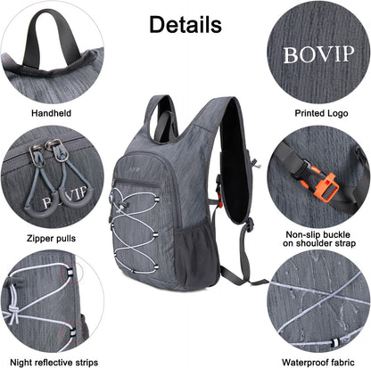 BOVIP 20L Hiking Backpack Lightweight Packable Hiking Daypack Small Travel Outdoor Foldable Shoulder Bag Gray