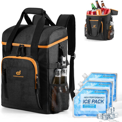 Odoland Cooler Backpack, 30 Cans Insulated Leak-Proof Cooler Bag with Ice Pack for Women and Men, Waterproof Beach Lunch Cooler