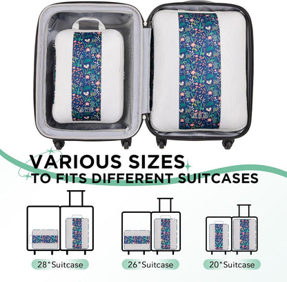 2 Set Compression Packing Cubes for Travel Essentials,Compressible Expandable Packing Cubes for Suitcase,OlarHike Luggage Organizer Bags for Travel(Dark Blue Floral)