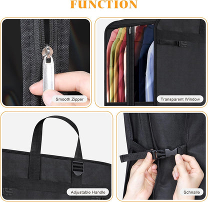 Univivi Garment Bags for Hanging Clothes, 50" Heavy Duty Suit Bags, Extra Capacity Clothes Bags for Moving, Suit Cover with Handles and Buckle Straps for Suit, Coat, Jacket